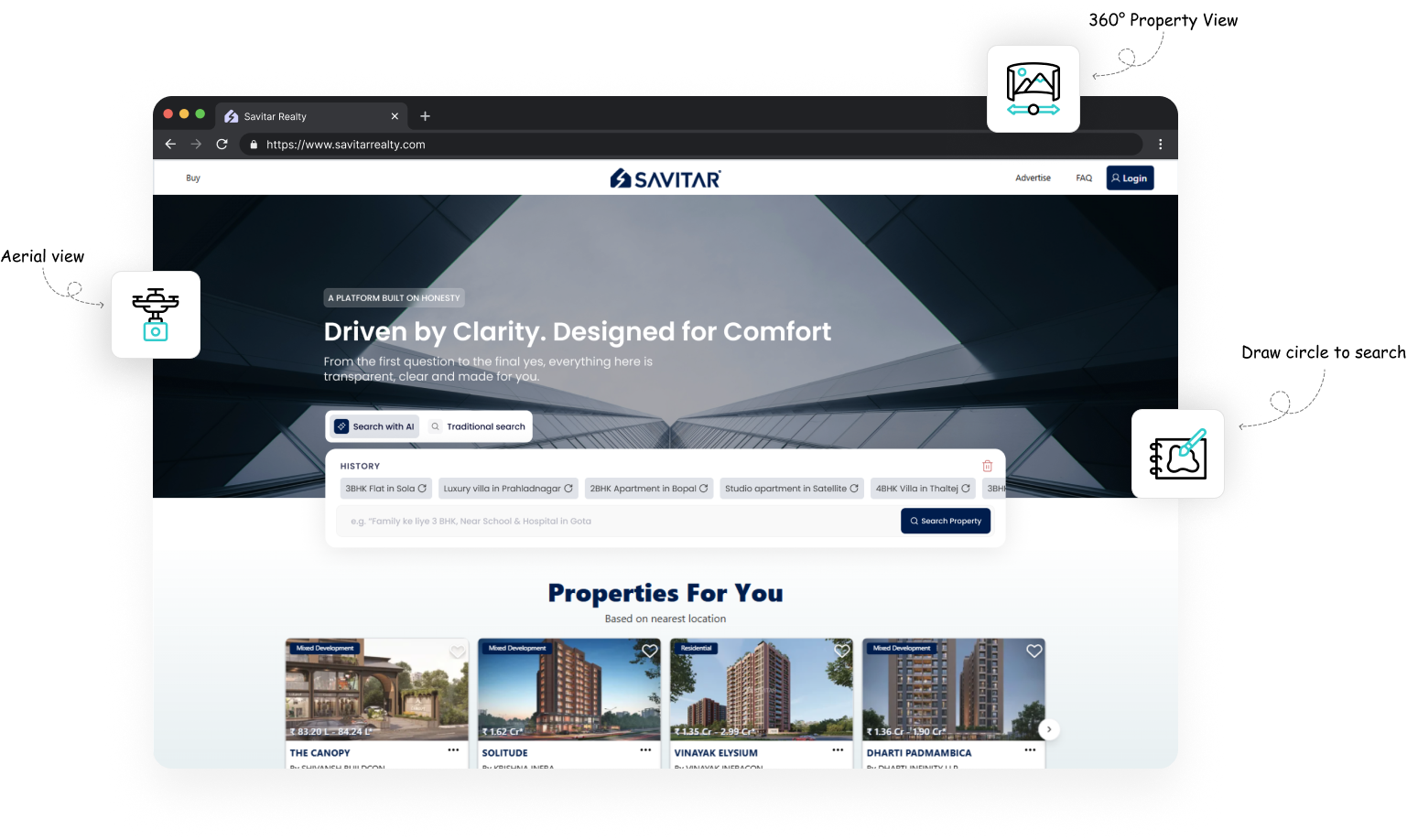 Savitar Realty Portal Main Page Mockup